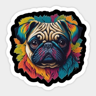 Colourfull Pug Sticker